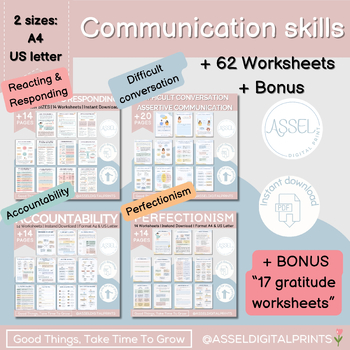 Preview of 62 assertive communication skills bundle, Accountability , Perfectionism,