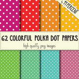 62 colorful polka dot papers