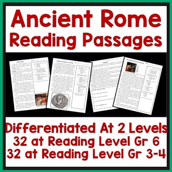 Preview of 64 Ancient Roman Reading Comprehension Passages 2 LEVELS Standards-Based History