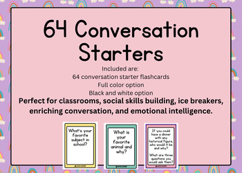 Preview of 64 Conversation Starter Cards for Kids!