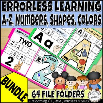 Preview of 64 Errorless File Folder Bundle Kit: Letters, Numbers 0 - 20, Shapes & Colors