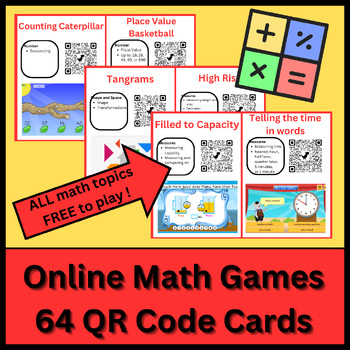 Preview of 64 Free Online Math Games | QR Code Cards | Number, Measures, Shape and Space