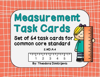 Preview of 64 Measurement Task Cards for Comparing Lengths (2.MD.A.4) Answer Key Included!