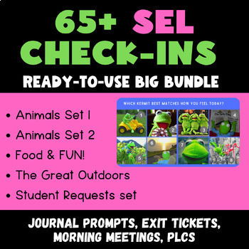 Preview of 65+ SEL Check-ins: social emotional feeling BUNDLE: Animals, Outdoors, Food, FUN