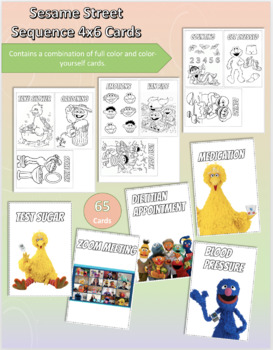 Preview of 65 Sesame Street Task Cards -Daily Schedule Sequencing Cards (ABA/SPED)
