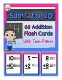 66 Addition Flash Cards - with Tens Frames (Sums to 20)