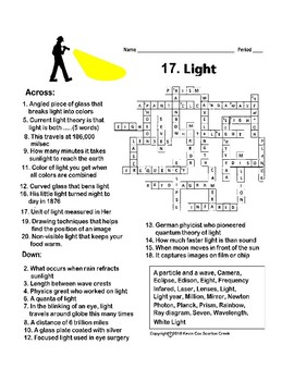 Light Crossword Puzzle by Scorton Creek Publishing Kevin Cox TpT