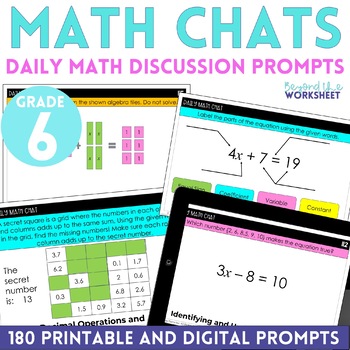 Preview of 6th Grade Math Chats - Daily Math Problems