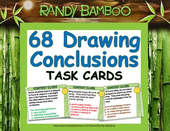 Preview of Drawing Conclusions (Inference) Task Cards and Test
