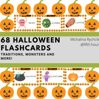 Preview of 68 Halloween Flashcards (Clipart + Text)