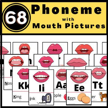 Preview of 68 Phoneme Sound with Illustrated Mouth Pictures Phonics Poster Cards 