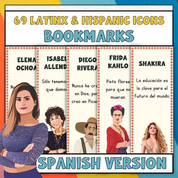 Preview of 69 Hispanic Heritage Month Bookmarks | Bulletin Board | SPANISH VERSION