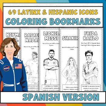 Preview of 69 Hispanic Heritage Month Coloring Bookmarks | Bulletin Board | SPANISH VERSION