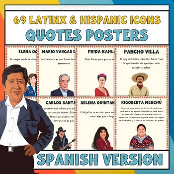 Preview of 69 Hispanic Heritage Month Quotes Posters | Bulletin Board | SPANISH VERSION