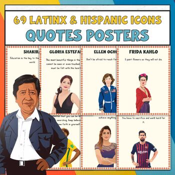 Preview of 69 Hispanic Heritage Month Quote Posters | Bulletin Board | ENGLISH VERSION