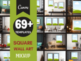 69 Square Wall Art Mockup Graphic Bundle