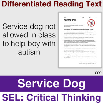 Preview of 6Cs Article 009: Service Dog - Is this Discrimination? Critical Thinking - Easel