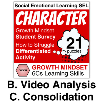 Preview of 6Cs Character BC: Video Analysis and Consolidation | Growth Mindset | SEL