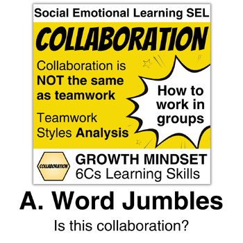 Preview of 6Cs Collaboration A: Word Jumbles | Group Work | Social-Emotional Learning SEL