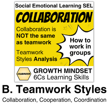 Preview of 6Cs Collaboration B: Teamwork Styles | Group Work | Social-Emotional Learning