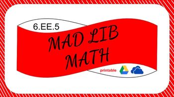 Preview of 6EE5 Digital Mad Lib Math Activity
