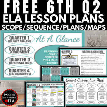 Preview of 6TH ELA LESSON PLANS SCOPE AND SEQUENCE CURRICULUM MAP QUARTER 2