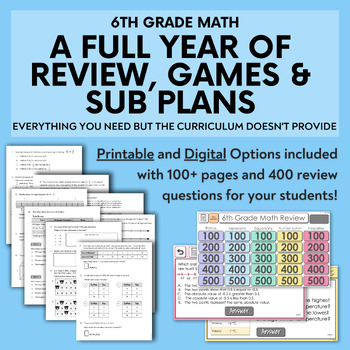 Preview of 6TH GRADE MATH BUNDLE: A full year of Review, Games & Substitute Plans