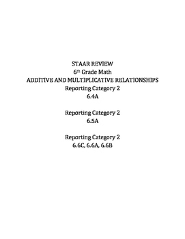 Preview of 6TH GRADE MATH REVIEW - REPORTING CATEGORY 2