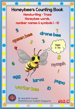 Preview of HANDWRITING BOOKLETS: HONEY BEE WORDS & PICTURES & NUMBER 1 - 10 - MEDIUM-6b2C
