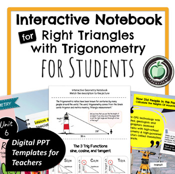 Preview of 6f Right Triangles with Trig Interactive Notes & Activities  | Digital | Slides