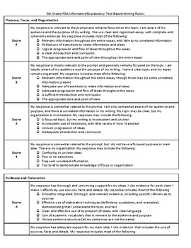 6th - 10th Grade Informational/Expositional Essay Rubric - Student Friendly