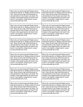 Preview of 6th/7th/8th Grade Main Idea & Detail ESL/ELA Quiz