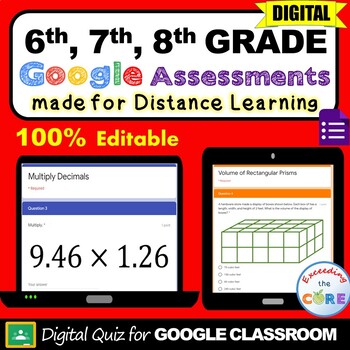 Preview of 6th, 7th, 8th Grade Math Assessment Digital Bundle | GOOGLE: end of year
