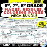 6th, 7th, 8th Grade Math MAZES, RIDDLES, COLOR BY NUMBER A