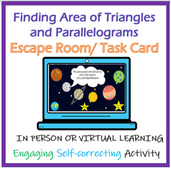 Preview of 6th/7th Area of Triangles and Parallelograms Digital Escape Room Game/Task Cards