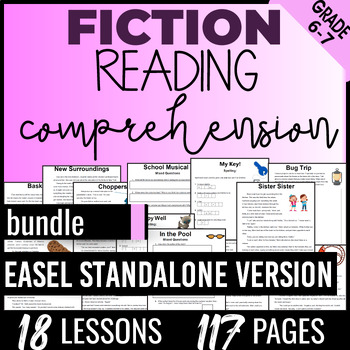 Preview of 6th-7th Grade Fiction Reading Comprehension Passages Easel Activity Bundle