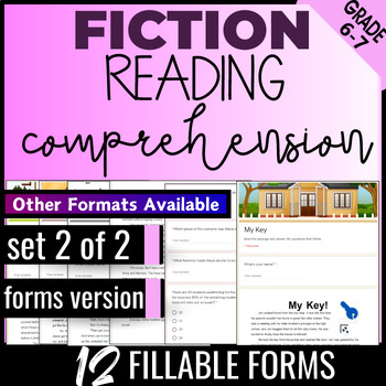 Preview of 6th 7th Grade Fiction Reading Comprehension Passages Set 2 of 2 Digital Resource