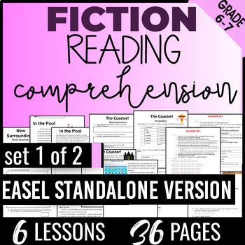 Preview of 6th 7th Grade Fiction Reading Passages and Questions Set 1 of 2 Easel Activity