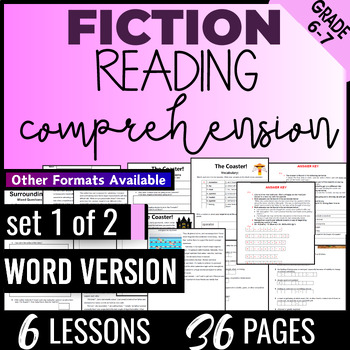 Preview of 6th-7th Grade Fiction Reading Passages and Questions Set 1 of 2 Word Version