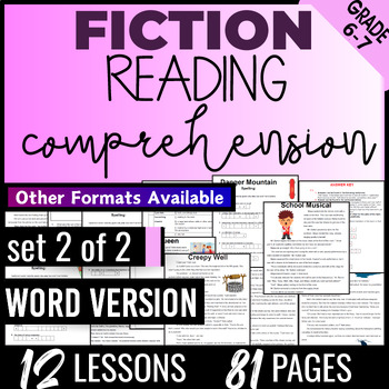 Preview of 6th-7th Grade Fiction Reading Passages and Questions Set 2 of 2 Word Document