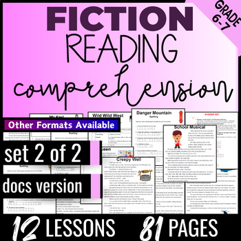 Preview of 6th 7th Grade Fiction Reading Passages with Comprehension Questions Set 2 of 2