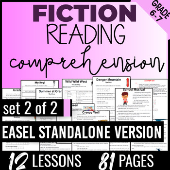 Preview of 6th 7th Grade Fiction Reading Passages with Questions Set 2 of 2 Easel Activity