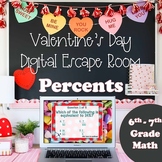 6th & 7th Grade Math Percents Valentine's Day Digital Escape Room
