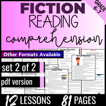 Preview of 6th 7th Grade Fiction Reading Passages with Comprehension Questions Set 2 of 2