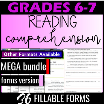 Preview of 6th 7th Grade Reading Comprehension Passages and Questions Digital Resources
