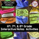 6th, 7th and 8th Grade Interactive Notes Activities