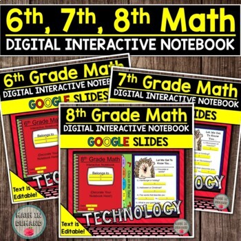 Preview of 6th, 7th, and 8th Grade Math Digital Interactive Notebooks DISTANCE LEARNING