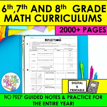 Preview of 6th, 7th and 8th Grade Math Guided Notes