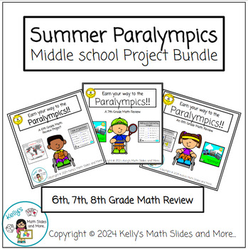 Preview of 6th, 7th, and 8th Grade Math Review Projects Bundle - PBL - Paralympics Theme