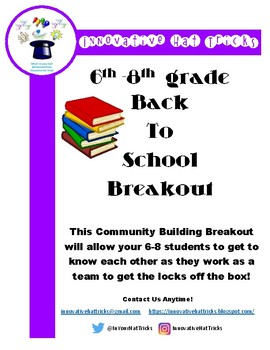 Preview of 6th-8th Grade Back to School Breakout